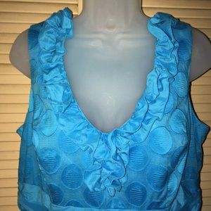 Sandra Darren Turquoise Ruffle Front Dress Size 14